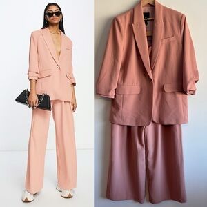 River Island ruched sleeve blazer & pants set in light pink size US 6/8